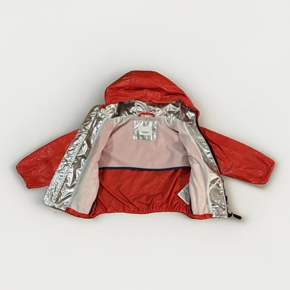 Burberry Boys Bright Red Lorenzo Lightweight Hooded logo Jacket size 2T